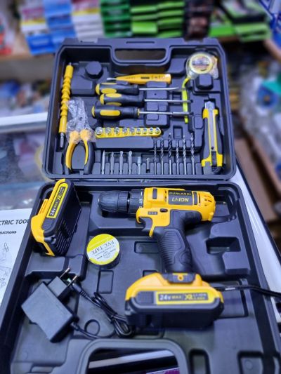DUNLANDI Cordless Drill Set – LI-ION Power طقم المثقاب اللاسلكي الإحترافي tf